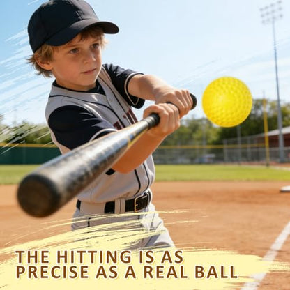60 MPH Dimpled Baseballs 12 Pack, 9 Inch PU Pitching Machine Balls for Adult, Durable Training Baseballs for Hitting Fielding Practice, Hand-Eye Coordination, Backyard Play & Pet Play Yellow