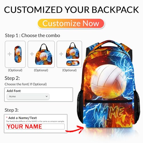 Boys Backpack for Kids Personalized Volleyball Schoolbag for Elementary Middle Primary, 17 Inch Durable Lightweight Bookbag - color: Beige