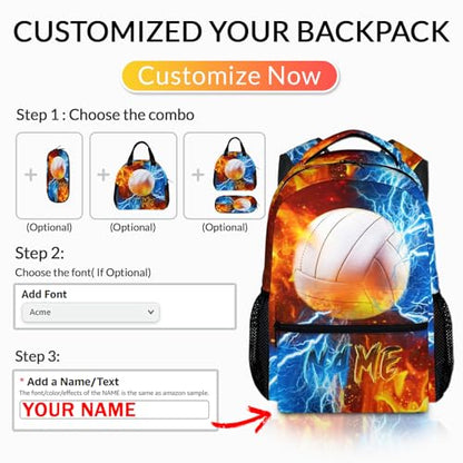 Boys Backpack for Kids Personalized Volleyball Schoolbag for Elementary Middle Primary, 17 Inch Durable Lightweight Bookbag - color: Beige
