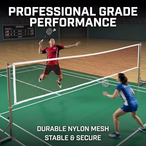 Badminton Net Replacement Only 20FT x 2.5FT – Outdoor Indoor Net with Reinforced Steel Cable, 1.8cm PE Mesh & 4 Tie Ropes, Portable Backyard Sports Net for Badminton, Volleyball & Pickleball