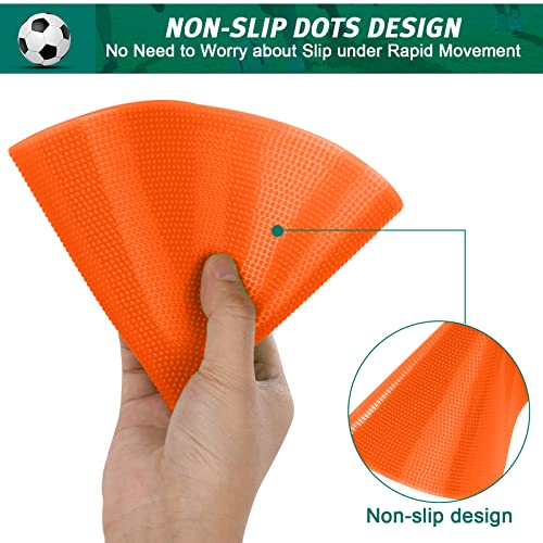 Poly Spots 4" or 9" Flat Cones Spot Markers for Gym/PE Training, Dance, 12/18/24 Pcs Non-Slip Rubber Floor Dots Flat Disc Markers for Soccer Basketball Sports Agility Drills, Classroom Activities - style: Orange 24 Pcs 9inch