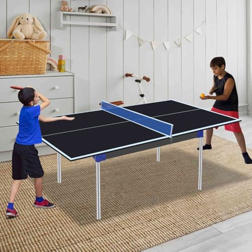 71" Foldable Table Tennis Conversion Top with Net - 12mm MDF Ping Pong Table Top with Pre-Assembled Design - Portable Indoor Game Table with EVA Foam Pads