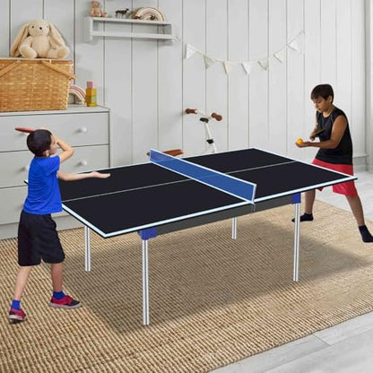 71" Foldable Table Tennis Conversion Top with Net - 12mm MDF Ping Pong Table Top with Pre-Assembled Design - Portable Indoor Game Table with EVA Foam Pads