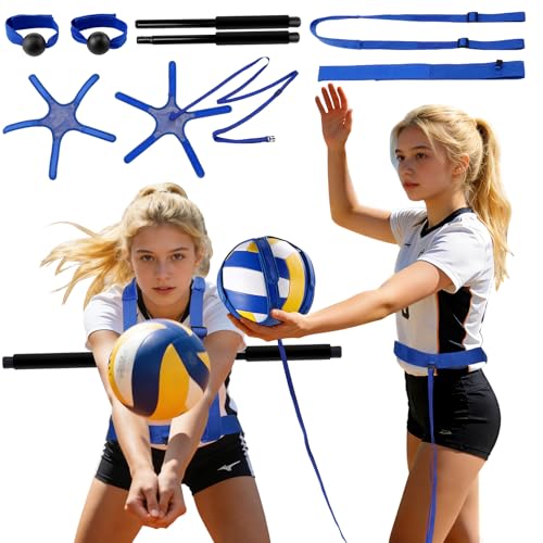 Volleyball Training Equipment - Solo Volleyball Trainer Aid for Serve, Spike, Set, Pass - Adjustable Volleyball Equipment and Practice Sticks for Beginners & Lovers