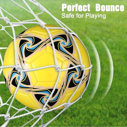 Deekin 6 Pcs Soccer Ball Bulk with Pump Official Size Indoor Outdoor Sport Soccer Gift for Kids Teen Adult Practice Game Back to School