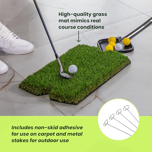 Perfect Practice Putting Mat – Indoor Putting Green for Home & Office – Golf Training Aid for Putting Practice – Premium Golf Putting Mat with Realistic Turf – Golf Gifts for Men - style: Chipping Net (11')