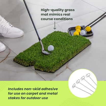 Perfect Practice Putting Mat – Indoor Putting Green for Home & Office – Golf Training Aid for Putting Practice – Premium Golf Putting Mat with Realistic Turf – Golf Gifts for Men - style: Chipping Net (11')
