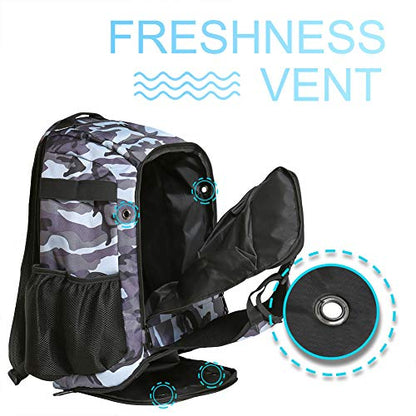 ZOEA Baseball Bat Bag Backpack, T-Ball & Softball Equipment & Gear for Youth and Adults, Large Capacity Holds 4 Bats, Helmet, Gloves, Cleats,Shoes Compartment & Helmet Holder