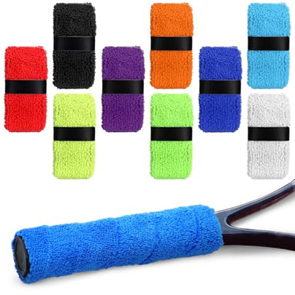 18 Pack Tennis Racket Towel Grips Handles Wrap 26.7 Inch Self-adhesive Absorbent Racket Towel Overgrip Non-slip and Sweat Tape Protection for Tennis Badminton Racquetball Squash Baseball