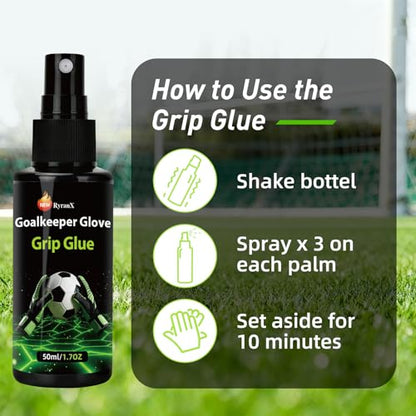 Goalkeeper Glove Care Kit - 50ml Grip Spray & 50ml Glove Wash Set, Professional Soccer Training Gear for Youth & Adult Goalie Gloves, Restores Tackiness & Cleans Latex