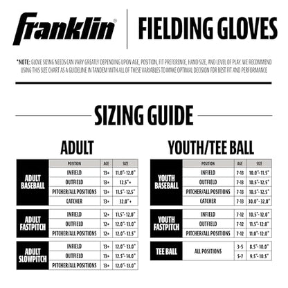 Franklin Sports Youth Teeball Gloves - Shok Sorb Kids Baseball + Teeball Mitt - Boys + Girls Fielder Gloves - 10.5" Inch - color: Graphite/Pink