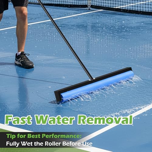 Tennis Court Squeegee, Foam Tennis Sponge Roller, Lightweight Quick Clearing Tools for Tennis Basketball Sports Court, Black - color: Black