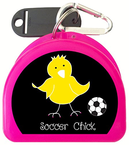 Soccer Mouth Guard, Mouthguard, Retainer Case - Soccer Chick - color: Pink