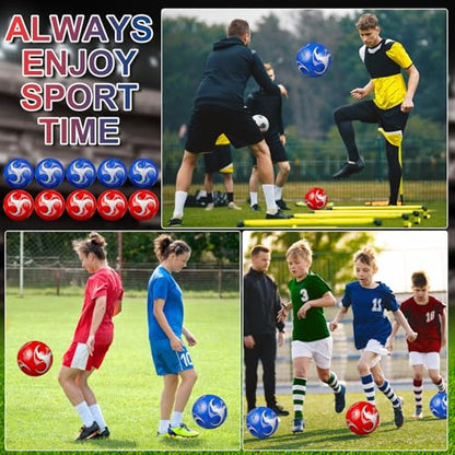 Libima 13 Pcs Soccer Ball Bulk 10 Pcs Official Size 4, 5 Soccer Ball with 2 Pump and Carry Bag Outdoor Indoor Training Practice Football Sports Party Back to School