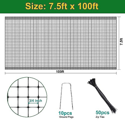 KLEWEE Bird Netting, 7.5 x 100 FT Heavy Garden Netting Deer Netting for Protect Fruit Trees, Plants and Vegetables Against Birds, Deer, Squirrels and Other Animals - size: 7.5 x 100 FT