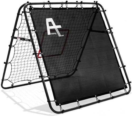 Adjustable Soccer Rebound Net | Double-Angle Soccer Trainer with Steel Frame | Portable Folding Rebounder for Passing & Shooting Practice | Outdoor Sports Equipment for Youth & Adult - size: 4×4×4.3FT