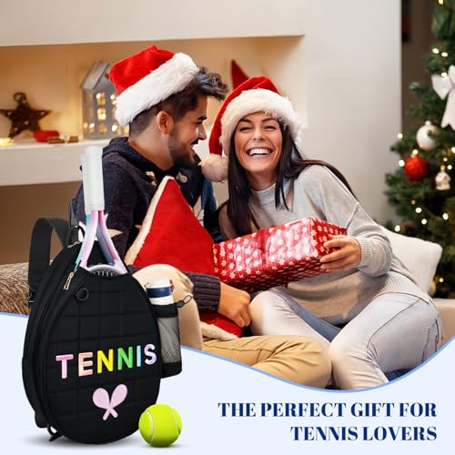 NZNDB Tennis Bags for Women Girl, Tennis Sling Crossbody Backpack, Water Resistant Tennis Bag for Pickleball, Tennis, Racketball - color: Black