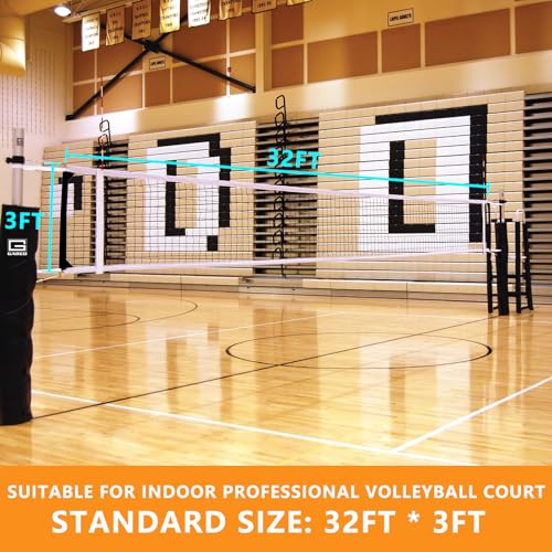 Volleyball Net Replacement Heavy Duty Outdoor Volleyball Nets with Steel Cable, 32x3FT Professional Volleyball Net for Backyard Volley Ball Net for Court Beach Pool Park(Net Only)