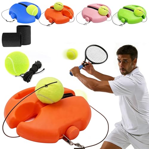 Solo Tennis Trainer Rebound Ball with String, Portable Tennis Practice Rebounder, Self Tennis Practice Rebounder Set, Training Equipment for Beginner Pracitce Training - color: Orange with 2 Balls