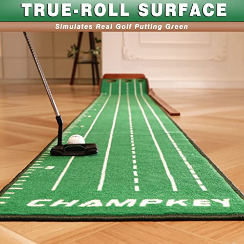 CHAMPKEY Premium Golf Putting Green Indoor with 3 Golf Putting Gates - Improves Putting Accuracy and Skill Levels Golf Putting Mat - Ideal for Indoor and Outdoor Training