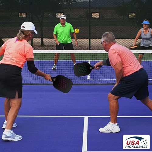 Pickleball Paddles, Nalax Fiberglass Pickleball Paddles Set of 2, USAPA Approved Graphite 16mm Power Polymer Core Pickle Ball Paddle with 4 Pickleball Balls and 1 Bag for Men Women