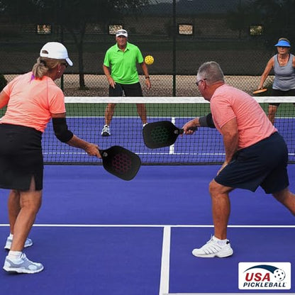 Pickleball Paddles, Nalax Fiberglass Pickleball Paddles Set of 2, USAPA Approved Graphite 16mm Power Polymer Core Pickle Ball Paddle with 4 Pickleball Balls and 1 Bag for Men Women