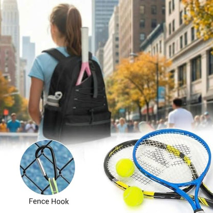 Garvee Tennis Backpack for Men Women, 2 Racket Pickleball Bag with Separate Shoe Compartment, Large Tennis Racket Bag for Racquet Sport Equipment, Beige/Black - color: black