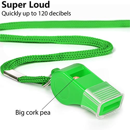 Fya Whistle with Lanyard and Mouth Grip, Super Loud Sports Whistles, Perfect for Coaches, Referees, Emergency, Lifeguard, Survival, Outdoor - color: Green