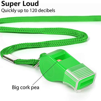 Fya Whistle with Lanyard and Mouth Grip, Super Loud Sports Whistles, Perfect for Coaches, Referees, Emergency, Lifeguard, Survival, Outdoor - color: Green