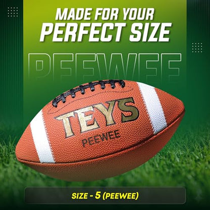 Game Football - Premium Composite Leather & Enhanced Grip (Sizes -Peewee, Junior, Youth, Official) - size: Peewee
