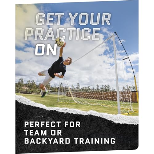 SKLZ Quickster Soccer Goal - Portable Goal for Backyard & Field - Durable Tension-Tite Frame & Heavy Gauge 2-Ply Net - Adjustable Click-Lock Poles, Metal Stakes - Carrying Case with Handle
