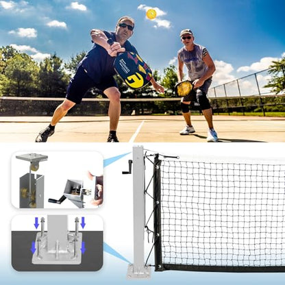 Aluminum Pickleball Net System,Constructed of Rust Proof Aluminum Frame,Regulation Size 22 FT - size: Surface Mount