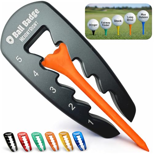 Adjustable Golf Tee Height Tool (5-Level Precision) – Universal Fit for Wooden & Plastic Tees, Consistent Tee Height Setter for Drivers, Fairway Woods & Irons, Durable Aluminum Golf Swing Training Aid - color: Grey