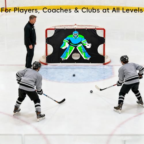 Doublehorse Ice Hockey Training Target - Durable Quick Install PVC Goalie for Shotting Accuracy Skill Development Suit Indoor Outdoor All Weather - for Youth Adults with 5 Hole - 1 Piece
