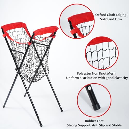 HOMEE Baseball Caddy,Portable and Foldable Ball Caddy for Baseball and Softball, Extra Large Baseball Caddy for Balls, Holds Over 100 Baseballs for Batting Pitching Practice Training