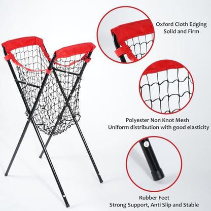 HOMEE Baseball Caddy,Portable and Foldable Ball Caddy for Baseball and Softball, Extra Large Baseball Caddy for Balls, Holds Over 100 Baseballs for Batting Pitching Practice Training