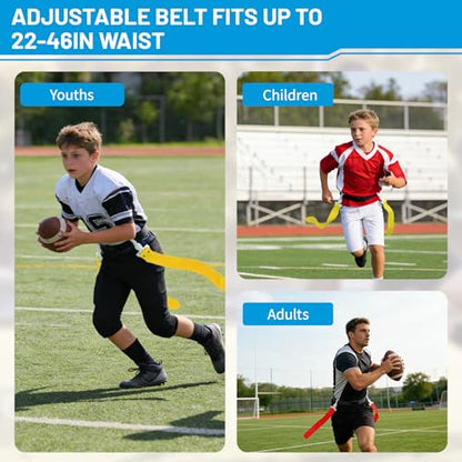 Flag Football Belts, 14 Player Adjustable Flag Football Set with 28 Flags for Youths Adults - Fits Up to 22-46" Waist - color: Red, Yellow