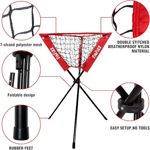 7x7 ft Baseball Net for Batting Pitching Hitting, Softball Pitching Net with Strike Zone, Tee, Ball Caddy, Softball Batting Net Baseball Training Equipment for Kids Adult Youth Sport Practice
