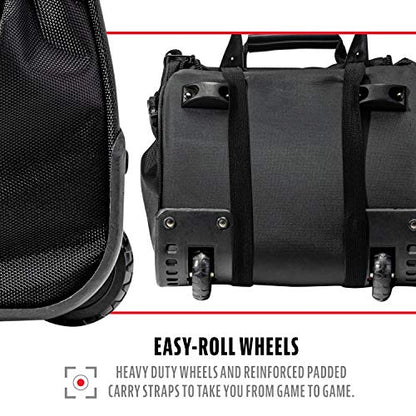 Franklin Sports Traveler Roller - Baseball and Softball - Equipment Bag - Compartment- Black - 1680D Polyester - Water Resistant- Black