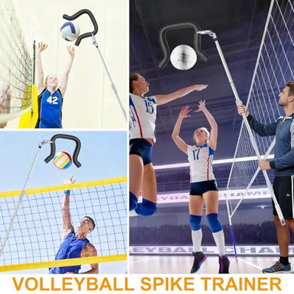 Volleyball Spike Trainer, Telescopic 63"-77" Height w/ Question Mark Hook - Durable Light Hitting Trainer for Serving, Spiking & Jump Training - Real Ball Feel, Ideal for Beginners to Pros (No Ball)