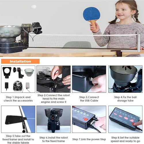 Ping Pong Robot, Automatic Table Tennis Robot Machine, HP-07 Ping Pong Machine with 36 Different Spin Balls Table Tennis Robots Automatic Ball Machine for Training