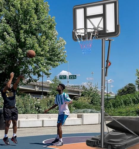 Basketball Hoop Outdoor 10ft Adjustable Portable Basketball Hoops & Goals System for Teens Youth and Adults in Backyard/Driveway/Indoor, 45 Inch Shatterproof Backboard, Fillable Base