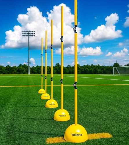 6 Pack 5FT Adjustable Soccer Agility Poles Detachable Training Slalom Sticks for Speed, Footwork & Turf Drills