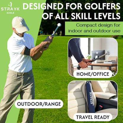 Retractable Golf Swing Trainer - Fix Your Slice - Improve Swing Tempo - Get Instant Feedback - Golf Training Aid for Right-Handed Players - Indoor & Outdoor Practice - Perfect for Beginners & Pros