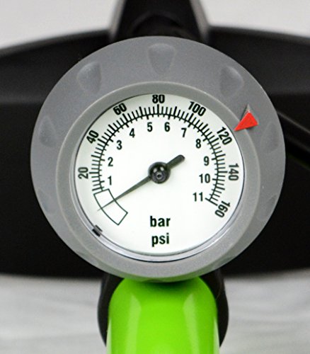 AerGun X-1000 Bike Pump – Unique AerTight Pump Head for Easiest use with Both Presta and Schrader Bicycle Pump Valves – Pressure Gauge – 160 PSI