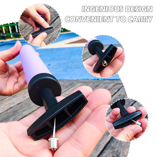 Sports Ball Pump Inflator with 5 Needles (Pin), Dual Action Hand Held Portable Air Pump with pins to Inflate Soccer Ball, Football, Volleyball, Rugby, Netball & Basketball