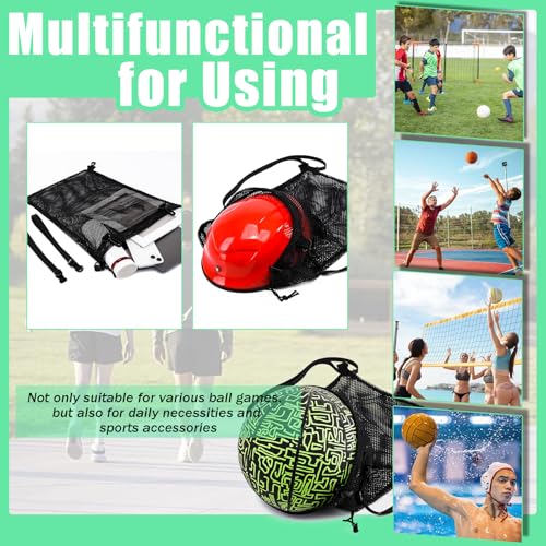 KAEGREEL Drawstring Soccer Bag Basketball Backpack for Kids Teens, Foldable Sports Bags Detachable Ball Mesh Bag for Gym Yoga Football Baseball - color: Dark Black
