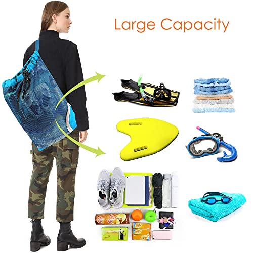 BeeGreen Mesh Drawstring Bag Swim Backpack for Beach Pool Sports Gym Draw String Cinch Bags for Swimming Soccer Basketball Gear Teal - color: Teal