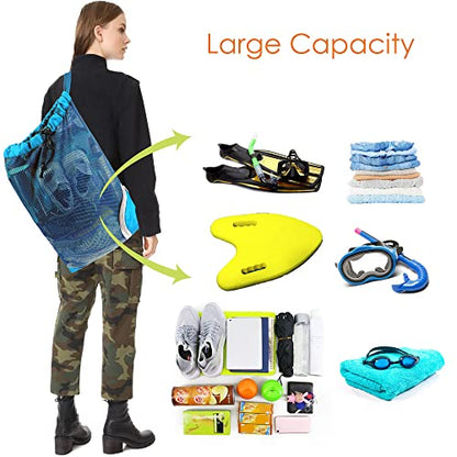 BeeGreen Mesh Drawstring Bag Swim Backpack for Beach Pool Sports Gym Draw String Cinch Bags for Swimming Soccer Basketball Gear Teal - color: Teal
