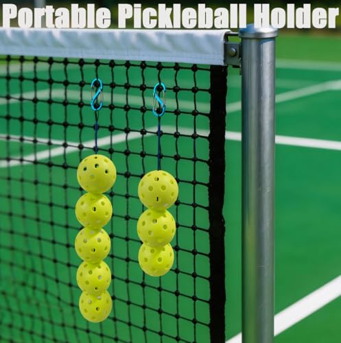 2PCS Pickle-Line, Pickleball Holder, S-Hook Pickleball Steel Cable Long + Short, Pickleball Storage Rope with Upgraded Dual-Opening Clip to Bag or Fence, Easy & Tidy Ball Keeper(Balls Not Included)